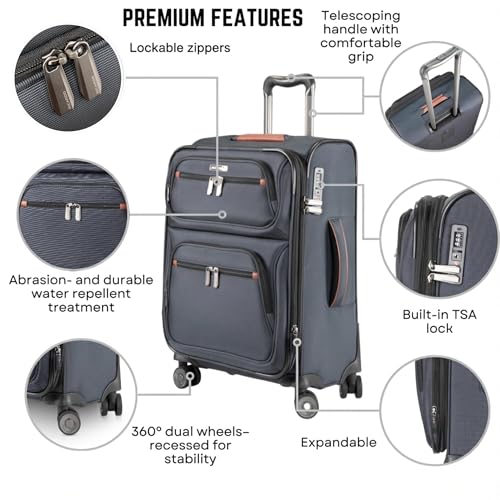Image of Ricardo Beverly Hills Montecito 3.0 Softside Luggage Collection Expandable Suitcases with Wheels and TSA Lock, 21 Carry-on (Graphite, 21-inch Carry-on)