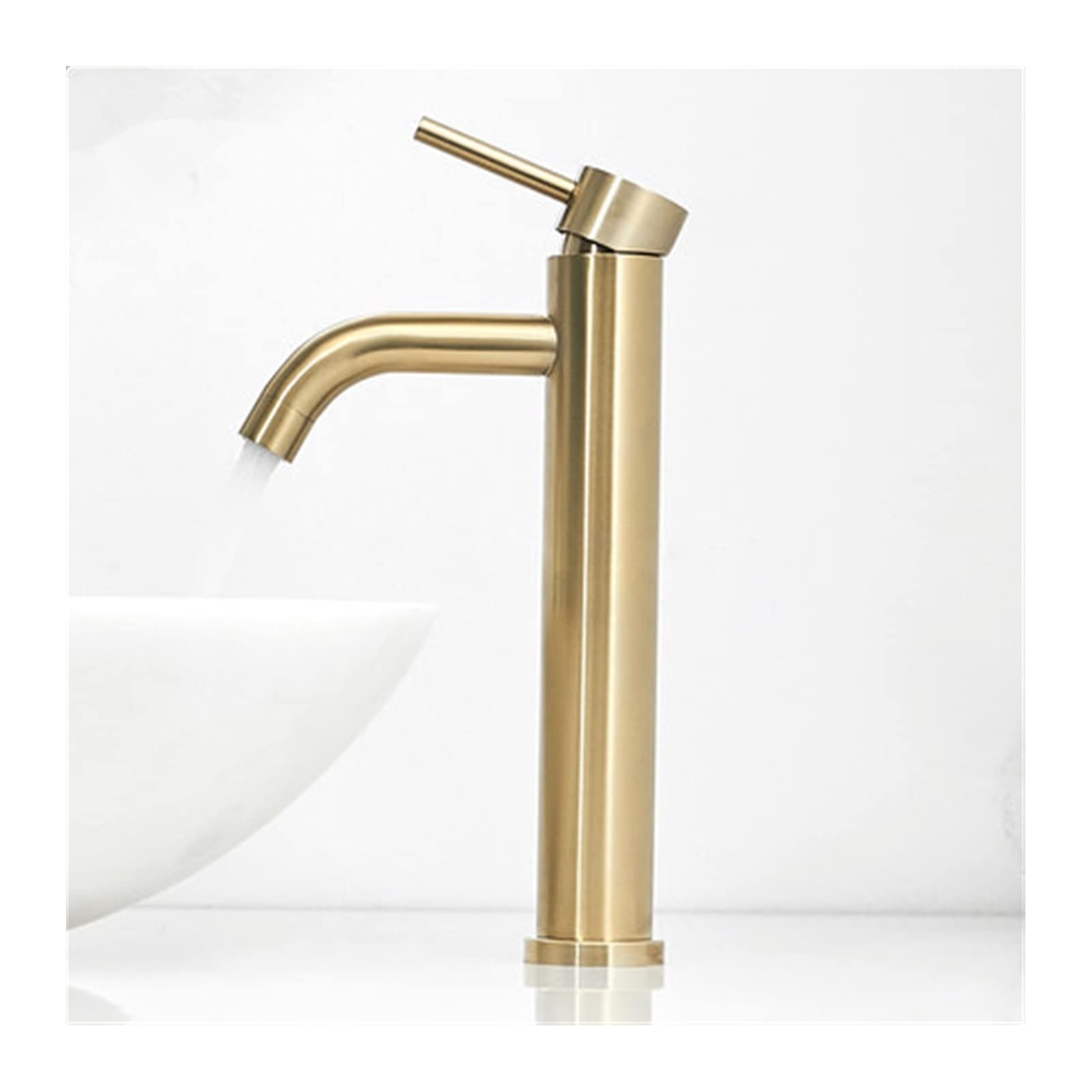 Robinet de salle bain eau froide chaude or brossé pour rénover une vasque