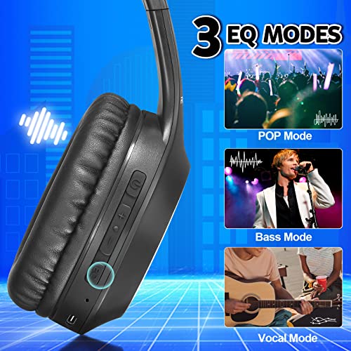 Rydohi Bluetooth Headphones Over Ear, 68H Playtime and 3 EQ Music Modes Wireless Headphones with Microphone/Deep Bass - Image 3