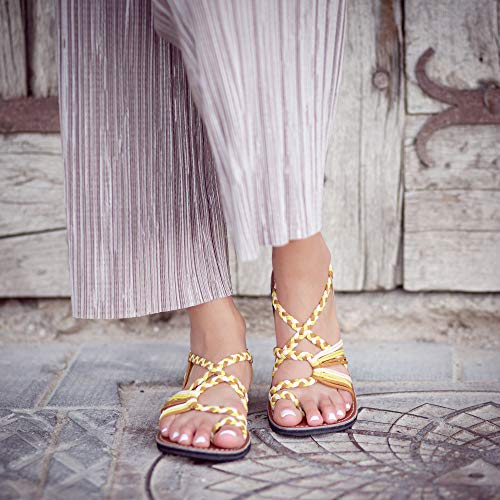 Image of Plaka Flat Sandals for Women Palm Leaf