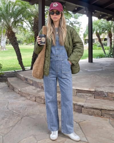 Utyful Denim Overalls for Women Straight Wide Leg Boyfriend Jean Jumpsuit - image 6