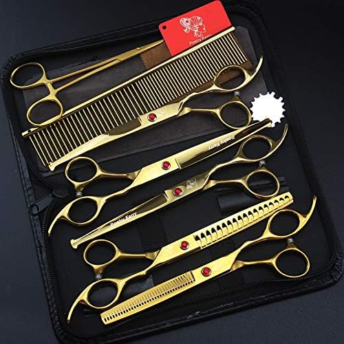 high-end Professional pet Care 7.0 inch pet Scissors 440C Steel Gold (Set4)
