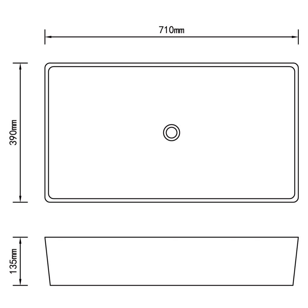 vidaXL Lavabo de Baño Lujoso Rectangular de Cerámica Blanco Lavamanos de Aseo