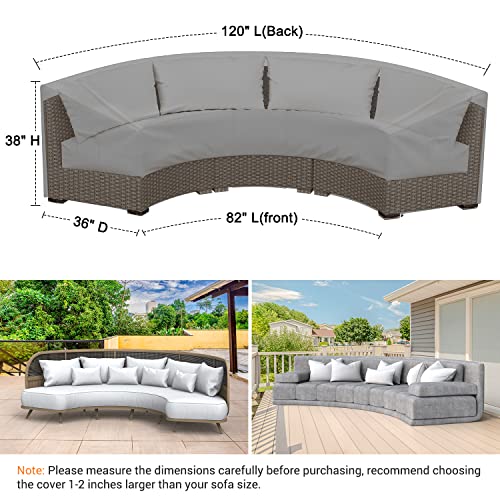 Mrrihand Curved Patio Furniture Covers, Waterproof Outdoor Sectional Sofa Cover, Heavy Duty Windproof Lawn Outdoor Couch Covers With 600D, Uv Resistant, Air Vents-120 Lx36 Dx38 Hx82 Fl, Black #TOP1