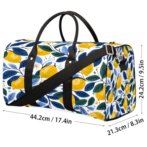 Lemon Travel Duffle Bag, Sports Gym Bags for Women Men, Carry On Weekender Overnight Bag, Lemon Workout Hospital Airplane Trips Bag4