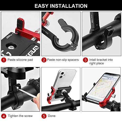 DECDEAL Suporte de telefone móvel para bicicleta em liga de alumínio com rotação de 360 ° ajustável