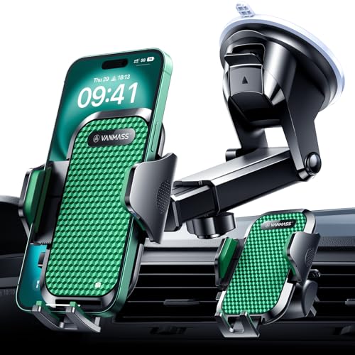 VANMASS 2026 【True Military-Grade】 Phone Holders for Your Car 【90 LBS Strongest Suction & Clip】 Ultimate Cell Phone Mount Dashboard Window Vent for iPhone 16 Pro Max 15 14 13 Samsung Android