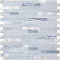 DICOFUN 10-Sheets Peel and Stick Backsplash Wall Tile, Faxu Stone PVC Mixed Metal Kitchen Backsplash Peel and Stick in Light Grey