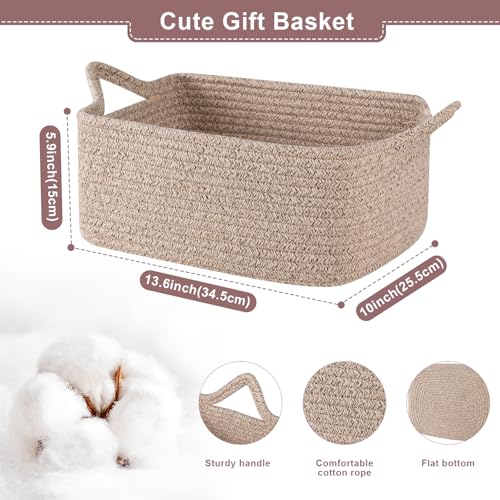 Image of OIASKET Gift Basket Empty with Handle, Small Woven Baskets for Gifts Empty | 13.6 inchx10 inchx5.9 inch, Baby Shower Toy Storage Baskets, Dog Toy Storage for Organizing, with Gift Bag Ribbon Tissue Paper