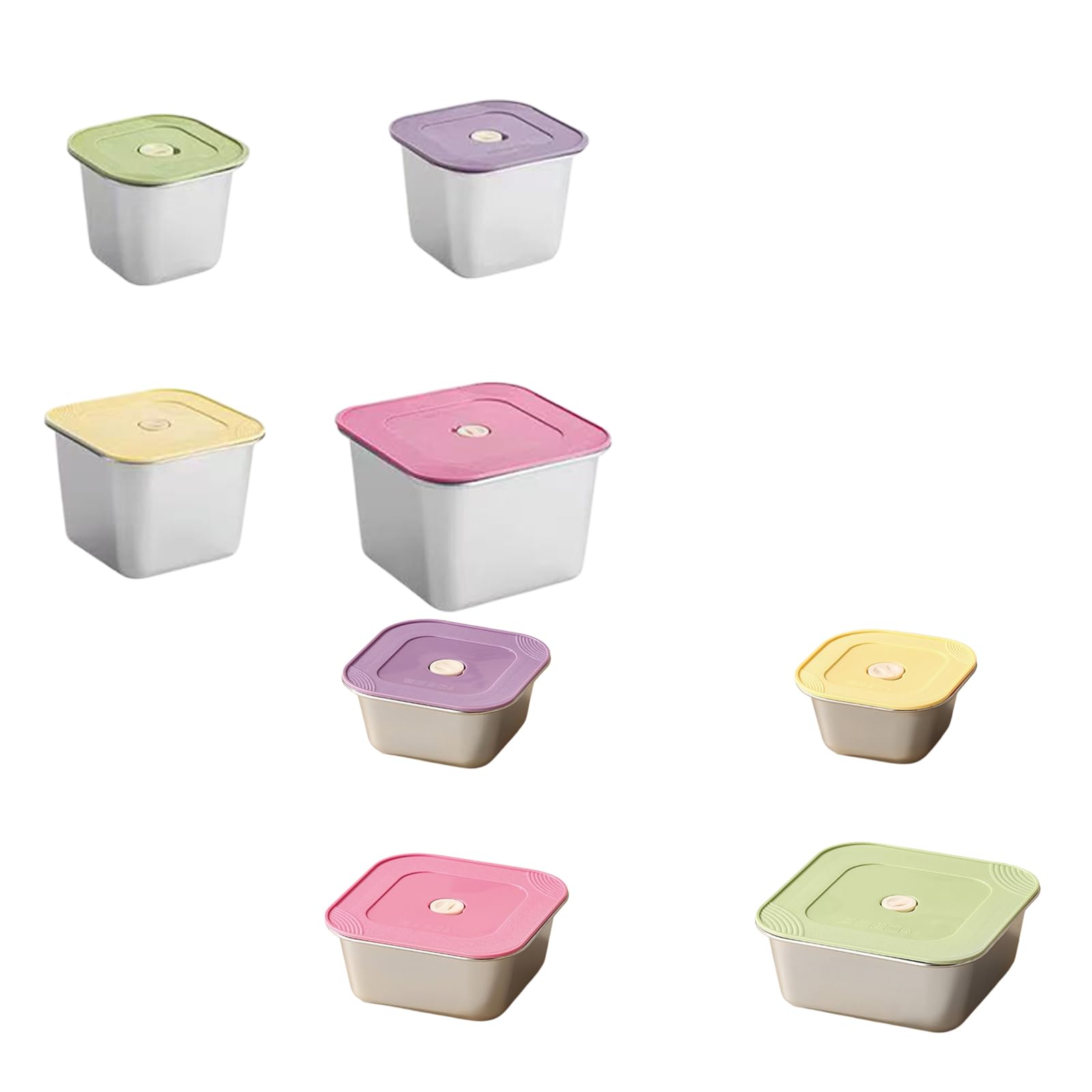 Set scatole per la Preparazione dei pasti, contenitori per Alimenti in Acciaio Inossidabile da 4 con coperchi per l ' organizzazione del Frigorifero a casa Scatola per Alimenti per Pranzo