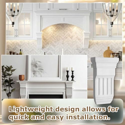 Image of Briwooody 2 Pcs Unfinished Paintable Corbels Bracket for Doorway Countertop Home Cabinet Bookshelves Furniture Support PU (6 W X 2 D X 10 3 /8 Inch H,French Style)
