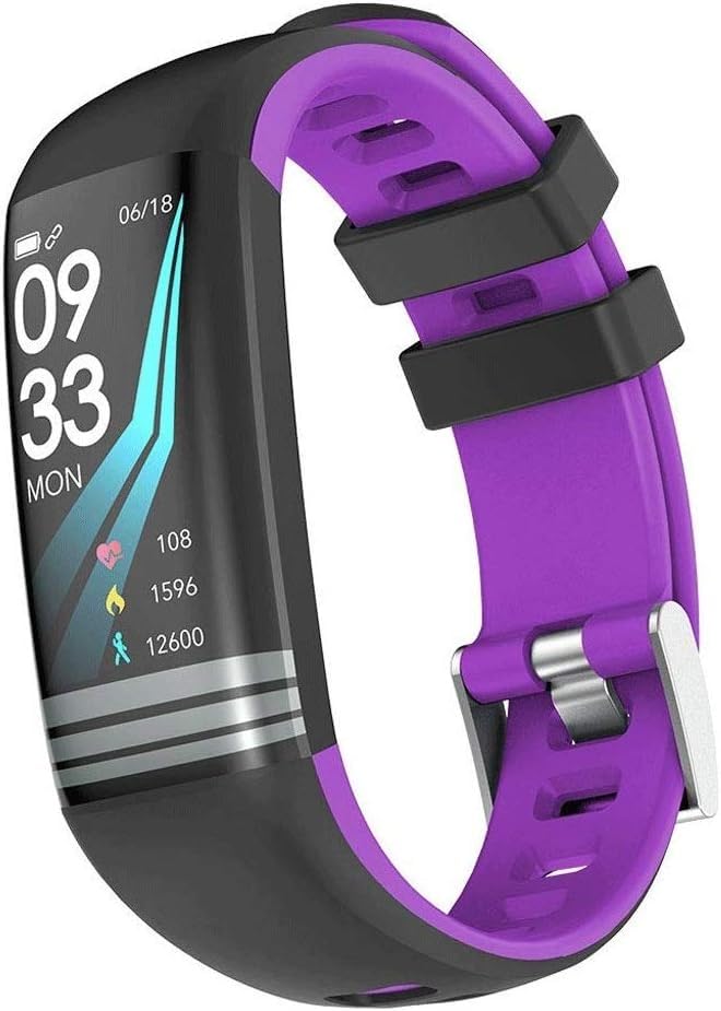 ARTSZY Tracker fitness, inteligentny zegarek Wodoodporny krokomierz Opaska na nadgarstek Bluetooth z bransoletką sportową monitorującą sen (Color : Purple)
