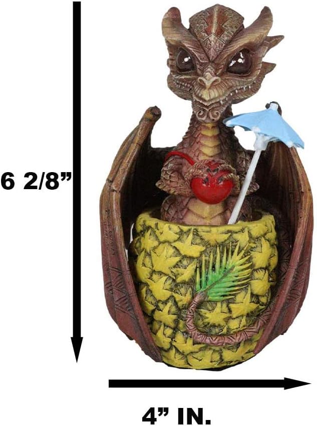 Miniatura 2 de Ebros Gift Figura de dragón de piña tropical de Tiki Mai Tai, bebida de alcohol borracho, 6.25 pulgadas de alto, medieval renacentista de fantasía,