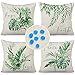 Cirzone wasserdichte Kissenbezug 4 Stück 45 x 45 cm Dekorative Outdoor Kissen Wasserfest Atmungsaktiv Tropische Pflanzen Kissenbezug Werden für Sofakissen Garten Outdoor T05