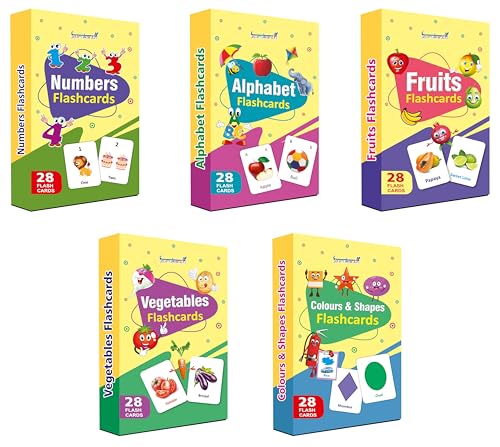 Gurukanth® Premium Flash Cards for Kids Early Learning (Combo Set of 5) | Easy & Fun Way of Learning 1 Year to 6 Years Babies Smart Toys
