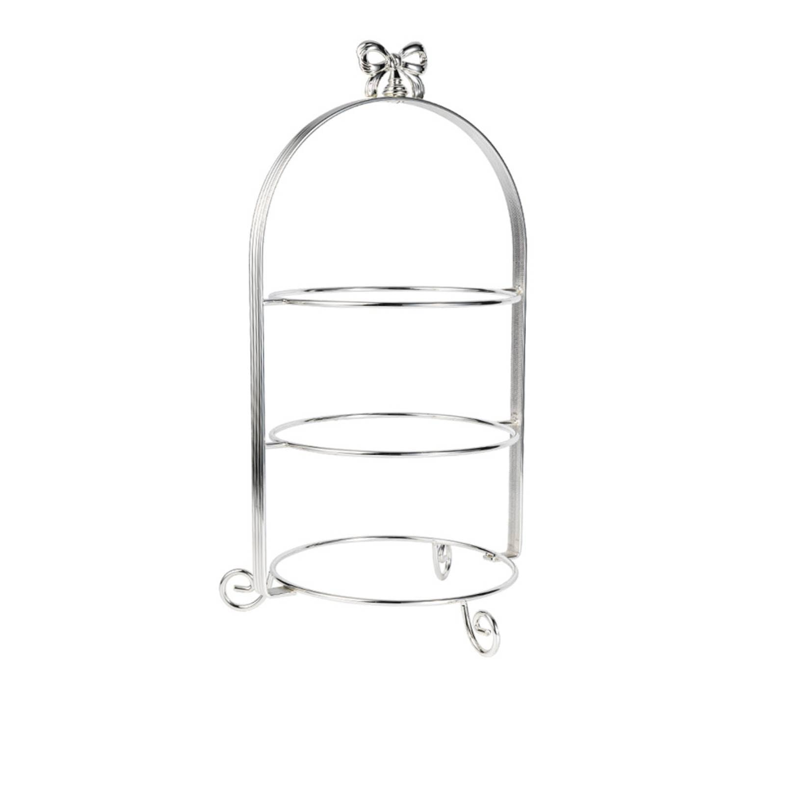 Soporte de Niveles Bandeja Expositor Centro de Mesa Diseño Vertical con Pies Curvos para Dulces y Aperitivos Adecuado para Mesa de Té Cafés Recepciones , Plata , 21CM