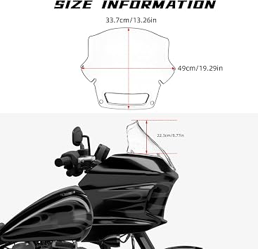 Motorcycle Windshield for Harley Low Rider ST FXLRST FXRST 2022 2023 Durable Wind Deflector Design for Enhanced Wind Protection(9 Dark)