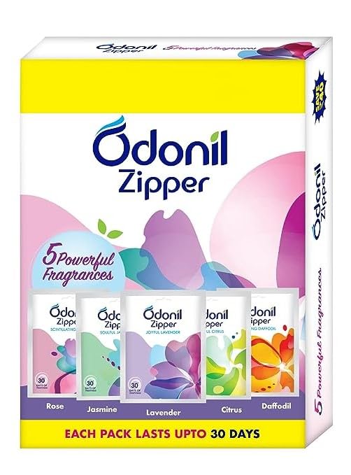 Bathroom Air Freshener Zipper Mix - 50g (10gx5) | Assorted Pack | Instant & Long Lasting Fragrance | Lasts upto 30 days | Germ Protection pack of 20