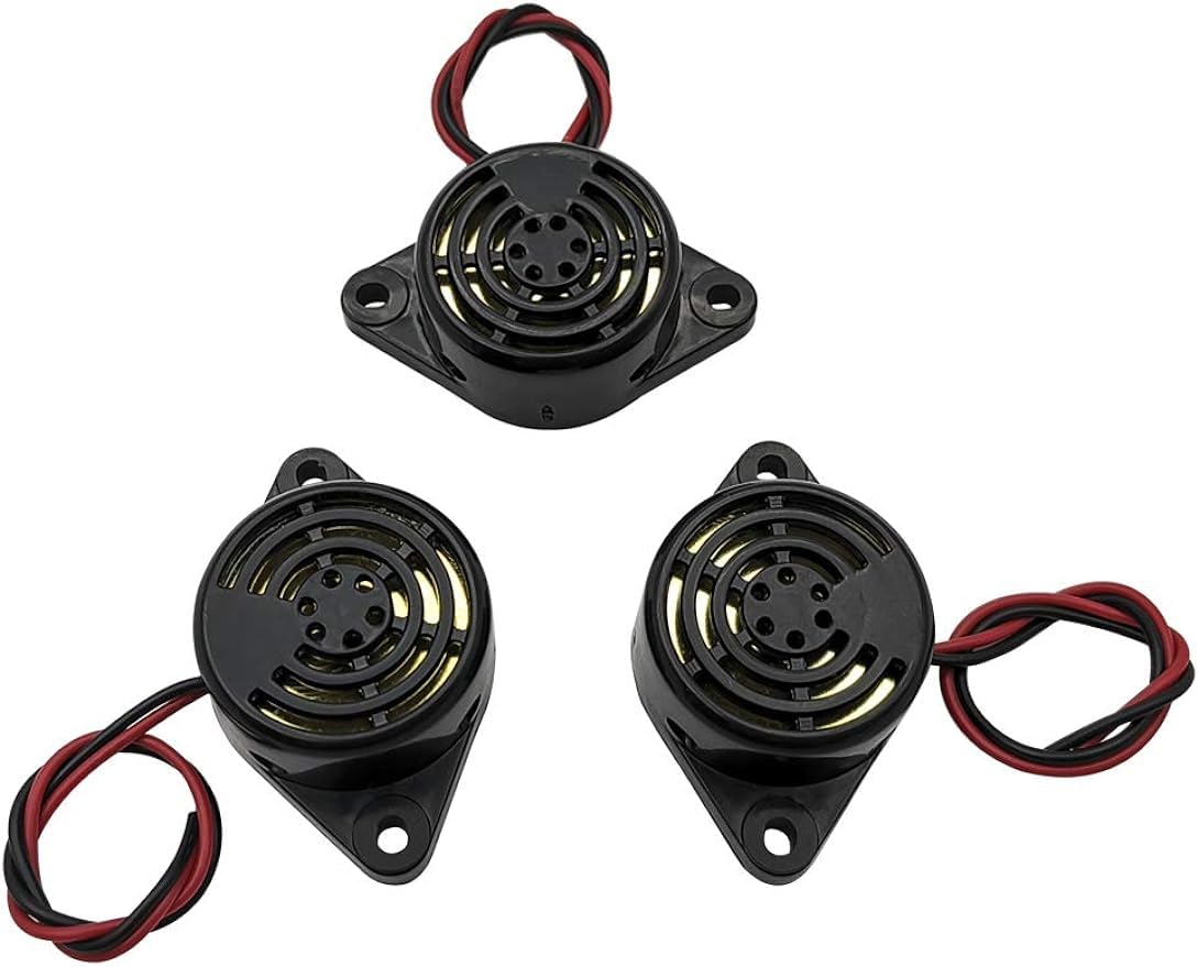 Cloverrrrr 3PCS DC 3-24V 90dB Active Piezo Electronic Buzzer Beep Tone Alarm Ringer Continous Sound (Black) SFM-27-W