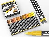 Acrylic Paint Pens 22 Assorted Pro Color Series Markers Set 0.7mm Extra Fine Tip for Rock Painting, Glass, Mugs, Wood, Metal, Canvas, DIY Projects, Non Toxic, Waterbased, Quick Drying (Yellow)