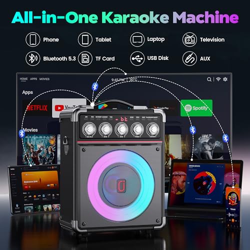 Image of Karaoke Machine for Adults with Bass /Treble /Echo Adjustment, 100W PA System