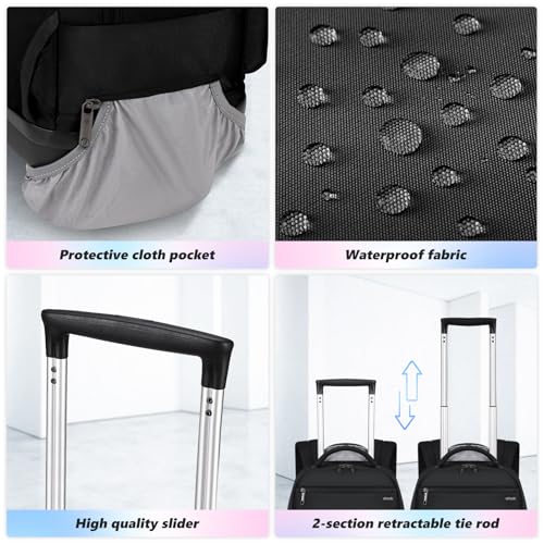Image of Rolling Backpack with Removable Wheels, 18 inch Computer Laptop Bag Carry on Travel Wheeled Business Backpack for Women Men