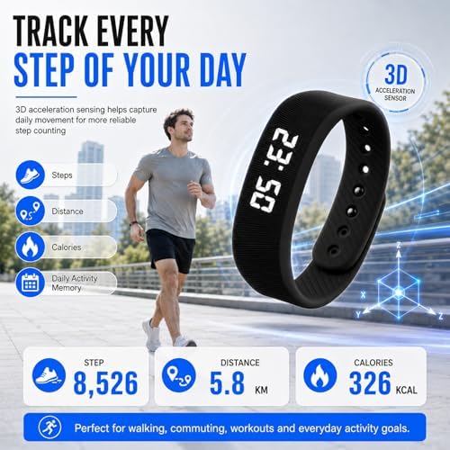 JEKIUDK Vibrating Alarm Wristband Clock Smart Watch Bracelets for Mens Digital Heavy Sleepers Fit Wrist Womens Tracker Vibro Vibration Silent Small Distance Teens Shock Despertador Band Alert - 3