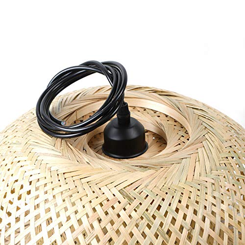 CNCEST Chandelier Lamp, Rustic Hanging Ceiling Lamp Bamboo Wicker Rattan Shade Pendant Light Fixture for Bedroom Living Room Study Room Restaurant US - Image 3