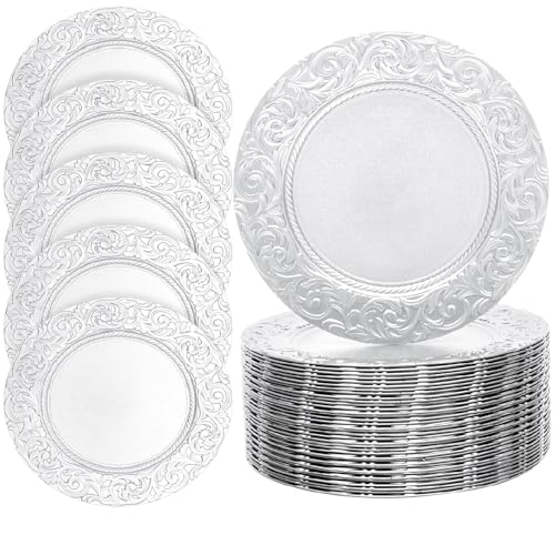 Juego de 100 platos redondos plateados 13 pulgadas miniatura 1