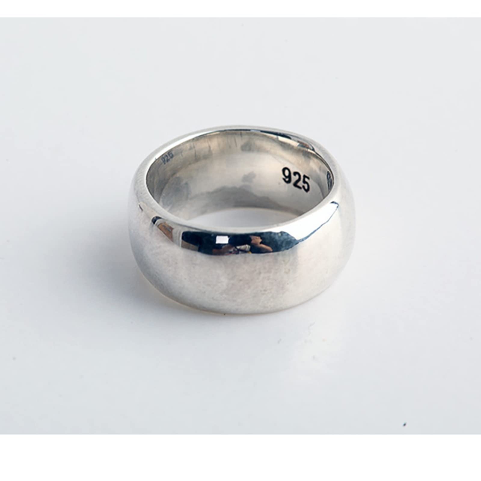 Vintage Herren Hochzeitsversprechen Band Ringe Poliert Silber Ring Breit 9mm Edelstahlringe Für Männer Geschenk für Freund, Größe 52 (16.6) - 65 (20.7)
