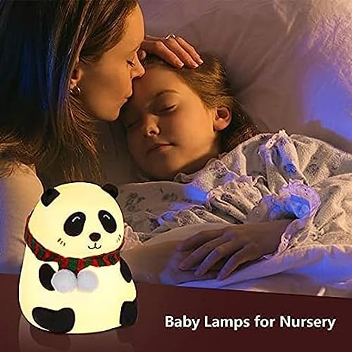Image of Desidiya Panda Touch Silicone Lamp Rechargeable Multicolor Night Light for Kids, Girls & Boys | Cute Close-Eye Panda Design | Bedside Room Decor