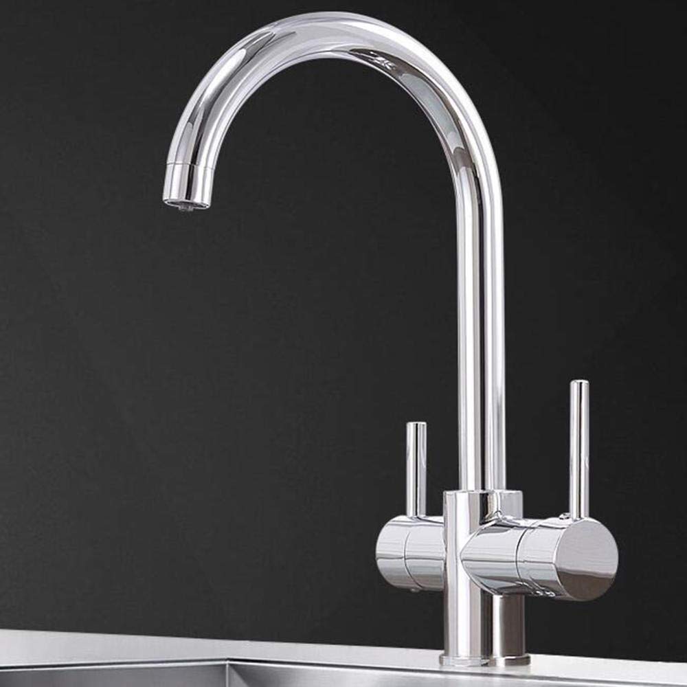 3-Wege-wasserfilter-küchenarmatur, verchromtes Messing, 3-in-1-wasserhahn, heißes und kaltes direkttrinken, Filtration, küchenarmaturen-b
