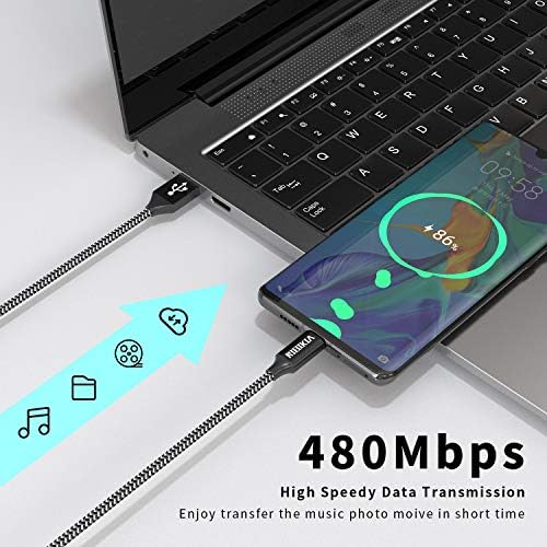 USB C Cable, [4Pack, 0.5M+1M+2M+3M] Type C Cable Nylon Braided USB A to C Fast Charging Charger Cable for Samsung Galaxy Ultra S21/S20/S10, Huawei P50/P40, Google Pixel, Sony Xperia, OnePlus, Xiaomi