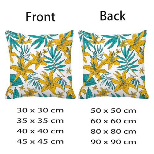 Housses de coussin 80x80 aspect lin imperméable de qualité supérieure jaune - 7