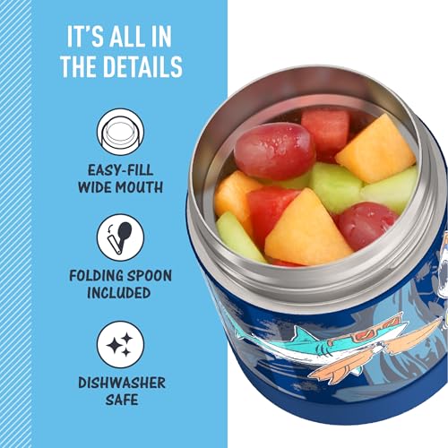 THERMOS FUNTAINER 10 Ounce Stainless Steel Vacuum Insulated Kids Food Jar with Spoon, Surfin Sharks by Thermos - Image 4