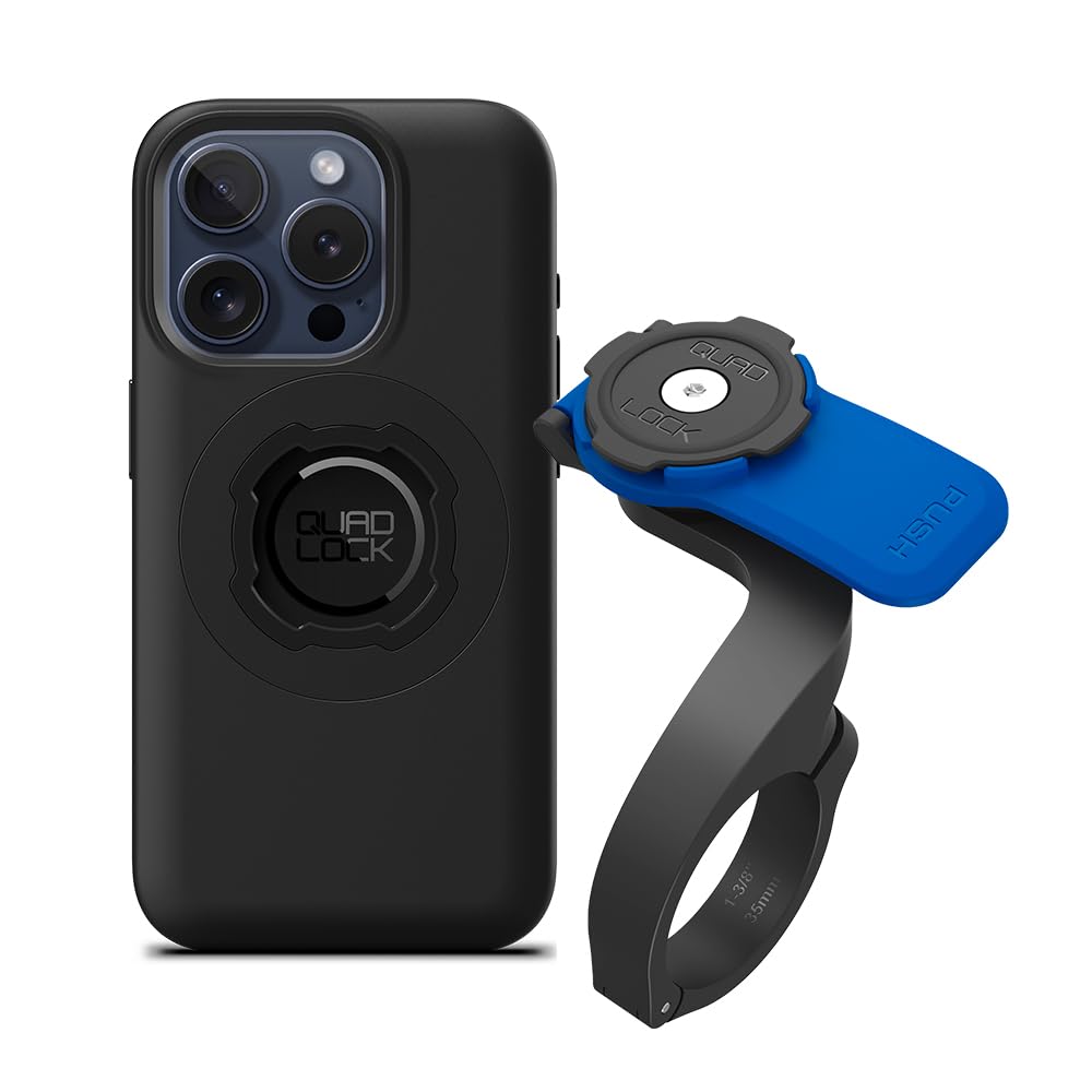 QUAD LOCK Out Front-Lenker Fahrrad Handyhalterung (V3) mit MAG Handyhülle für iPhone 15 Pro
