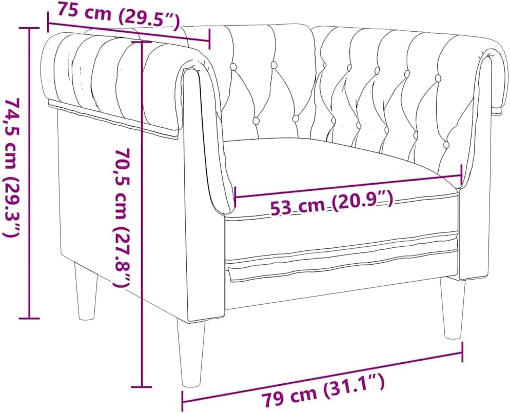 Chesterfield Sofa Chair Brown Living Room Furniture