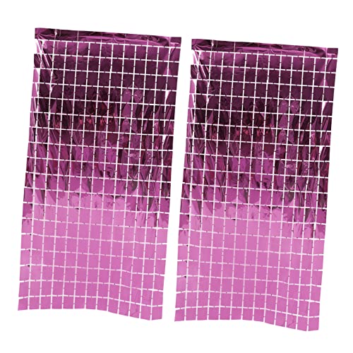 HOMOCONO 2pcs Tinsel Foil Fringe Curtains Shiny Wall Backdrop for Weddings Birthdays and Metallic Cube Pattern Design for Stunning Photo Booth and Entrance Decoration