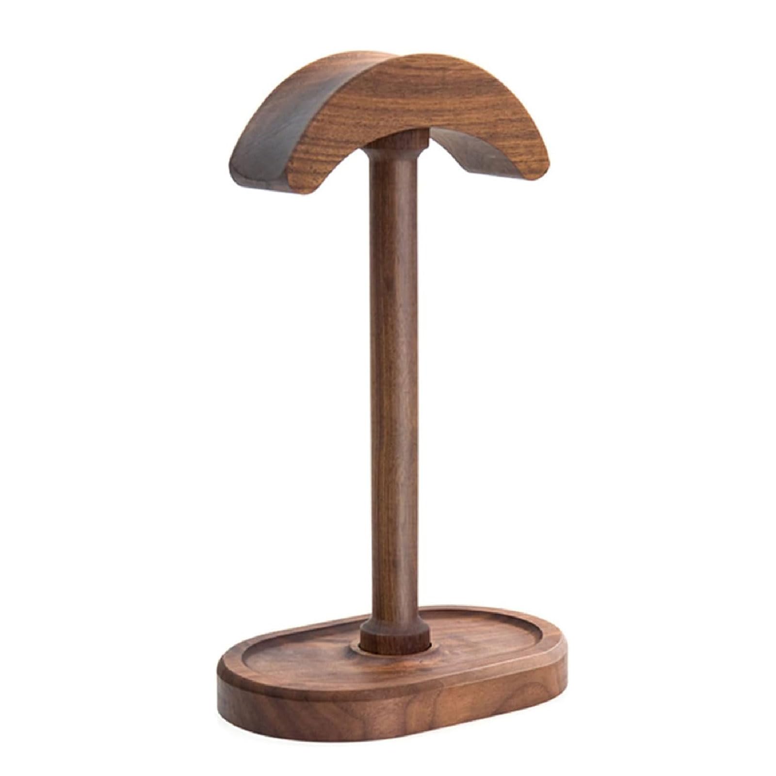 TOMRAIN Soporte para Auriculares de Madera Maciza, Soporte para Auriculares de Escritorio, Soporte para Auriculares de Nogal Negro, Colgador de Auriculares Multifuncional para Todos los Auriculares