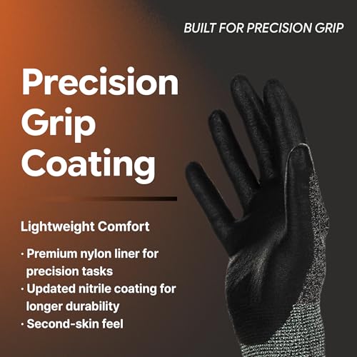 Image of DEX FIT Nitrile Work Gloves FN320, 3D Comfort Stretch Fit, Power Grip, Durable Foam Coated, Thin & Lightweight Premium Nylon, Machine Washable, Red 11 (XXL) 3 Pairs