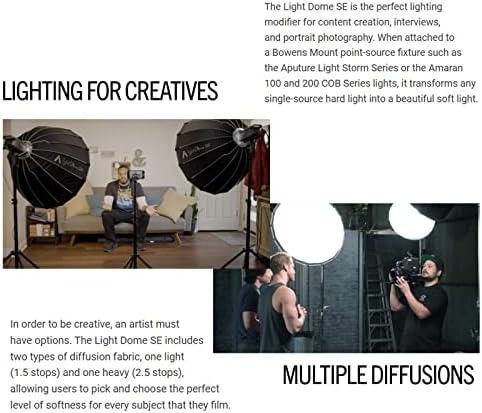 Aputure Light Dome SE 85cm Portable Softbox Flash Diffuser for Amaran 100D/X 200D/X 600DPro 300D II 300X 120D II Bowens Mount LED Light