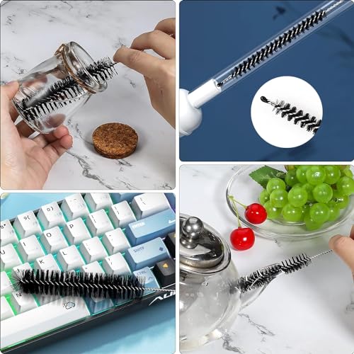Image of Ixiaoyoo Straw Cleaner Brush Set, 12 Pieces Botthle Cleaning Brush and Nylon Tube Brush Brush, 11.8 Inch Long Cleaning Brush Kit for Water Bottle, Straws on Tumbler, Sippy Cup, Tea Pot Spout | Black Straw Cleaner Brushes for Tumbler, Sippy Cup, Water Bottles, Hummingbird Feeders, Pipes, Sink Drain & Pet Waterers