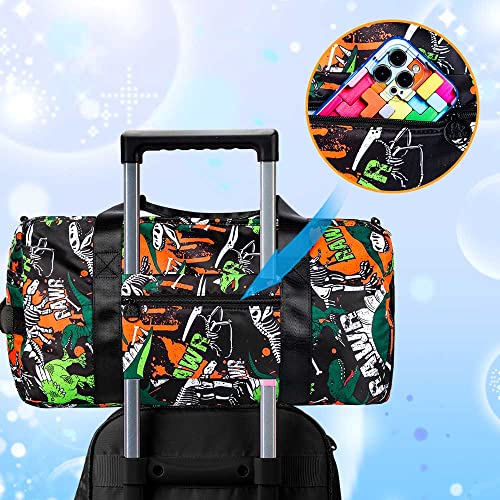 Duffle Bag For Kids,Boys Gym Sport Bag,Weekender Travel Sleepover Bag With Shoe Compartment Water Resistant - Dinosaur #TOP6