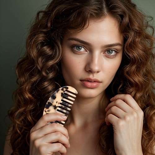 Peine ancho para cabello con dientes espaciosos beige miniatura 5