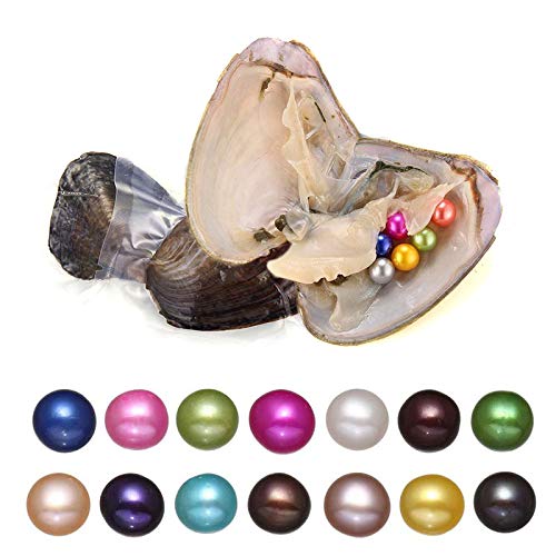 3PC Freshwater Round Oyster Pearl Love Wish Oysters with Pearls Inside Multicoloured (7-8mm), Valentines Mothers Day Birthday Oysters with Pearls Inside(Total 30 Pearls)