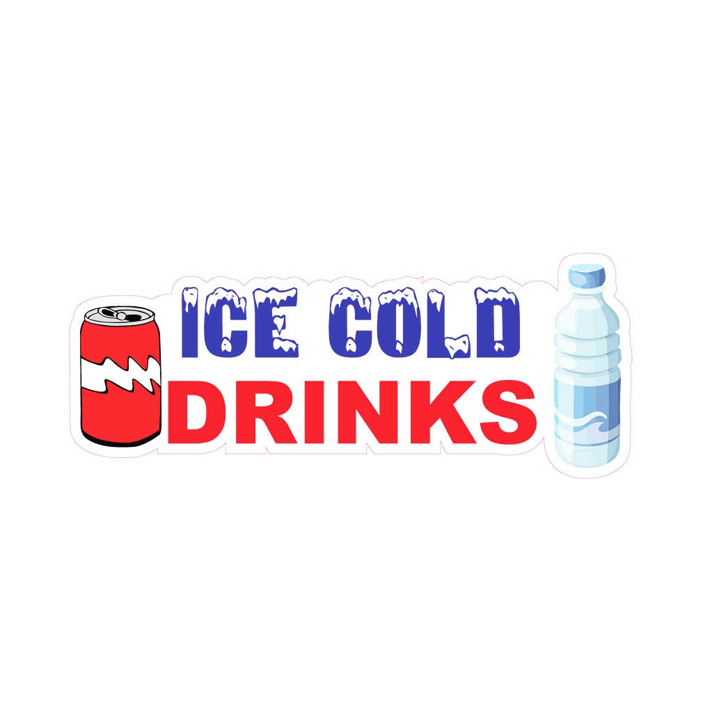 Ice Cold Drinks Concession Restaurant Food Truck Die-Cut Vinyl Sticker 8"