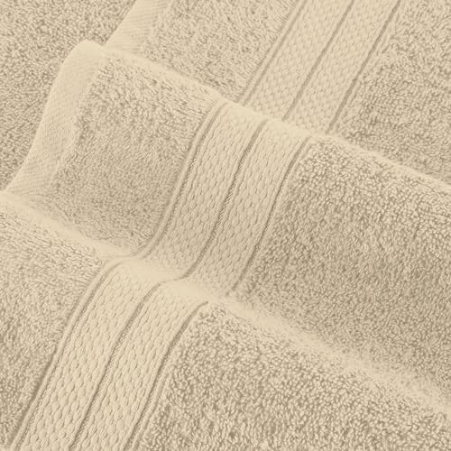 Image of Elegant Comfort Luxury 6-Piece Towel Set, Premium Soft 100% Turkish Cotton, Three Line Popcorn Design 2 Bath Towels, 2 Hand Towels and 2 Washcloths Towel Set - Quick-Drying and Absorbent, Ivory