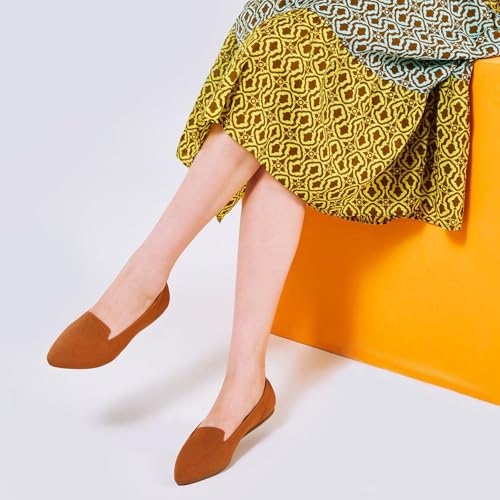 Image of Frank Mully Women's Casual Loafer Flats Slip On Loafer Shoes Comfortable Knit Flat Shoes Classics Pointy Toe Loafer Flats,for Work,Travel