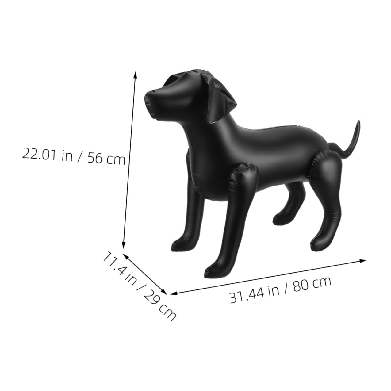 2 manichini gonfiabili per cani in PVC flessibile, in bianco e nero, per esposizione di abbigliamento