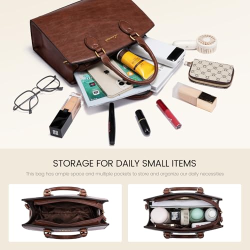 Bolso vintage tote para mujer de cuero PU miniatura 3